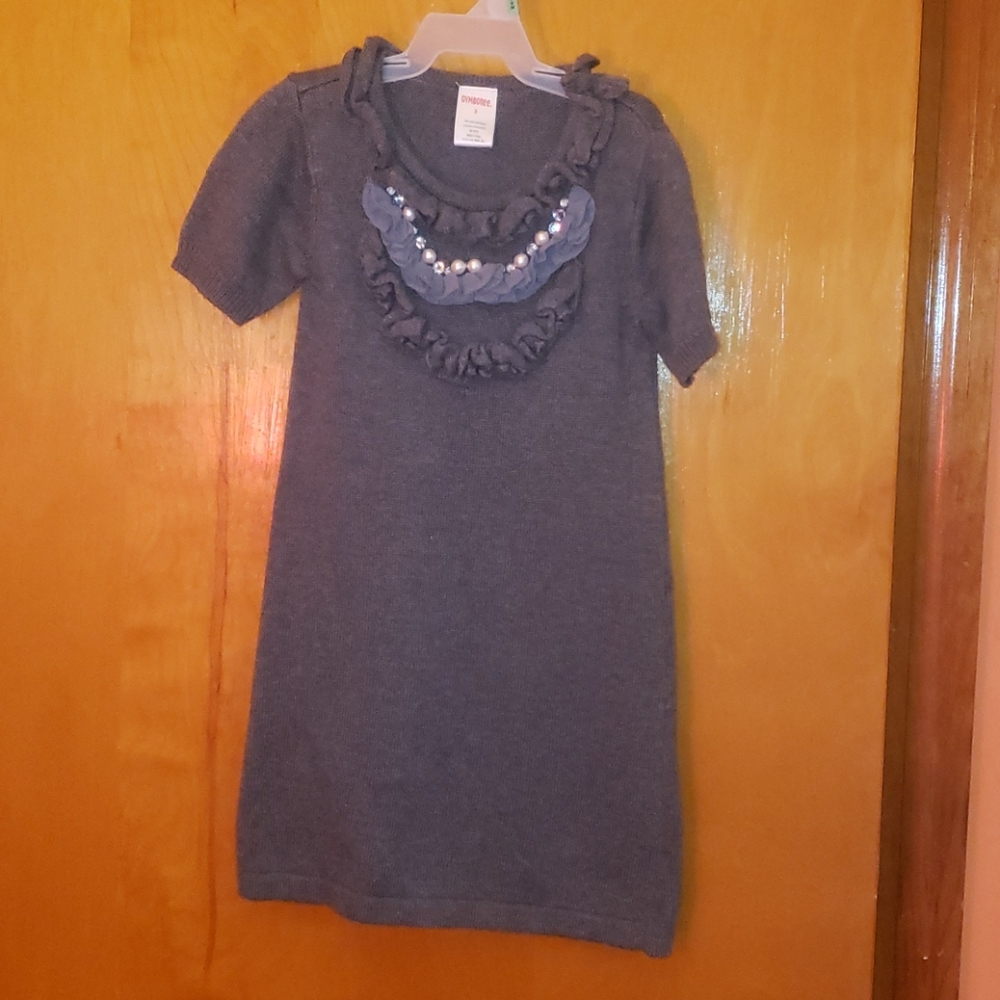 Gymboree short sleeve sweater dress gray 3T